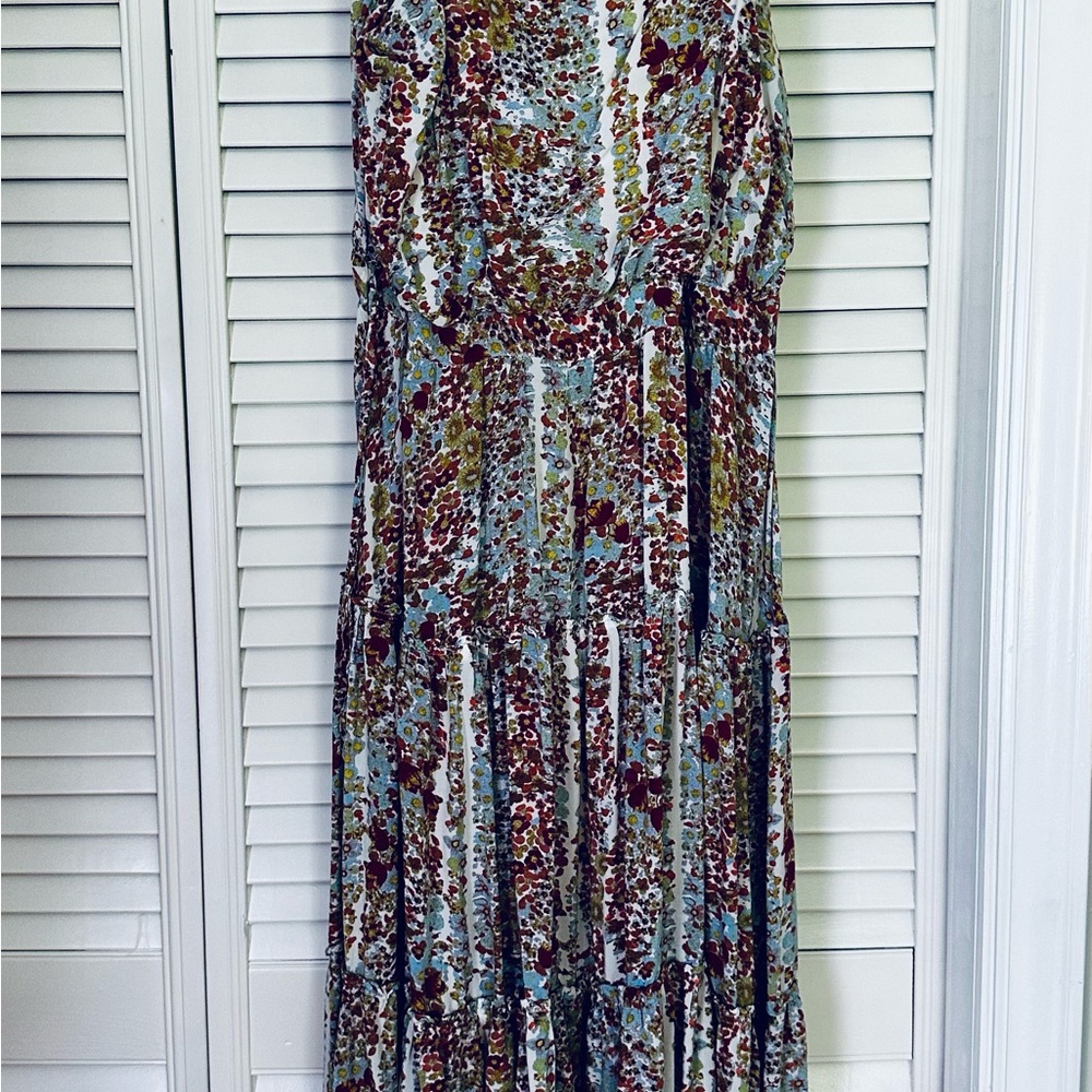 Free People Blue Pleated Maxi Sundress